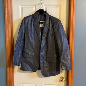 Leather mens blazer grey 42